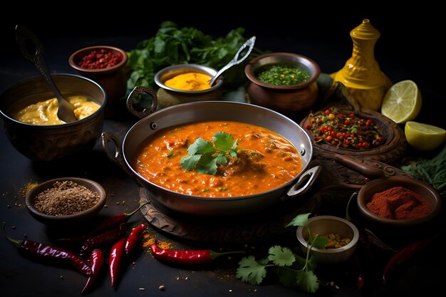 Fotografía de comida india con salsa de curry fácil