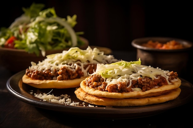 Fotografía de comida mexicana de sopes y gorditas.