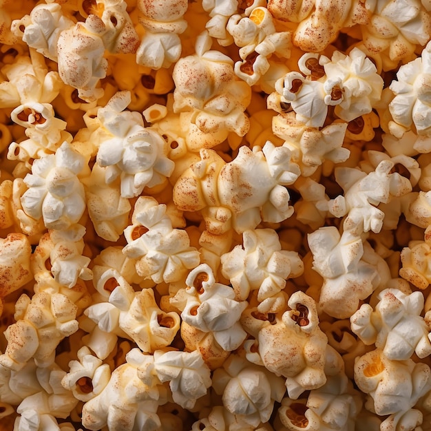 Fotografía de comida con palomitas de maíz generada por IA