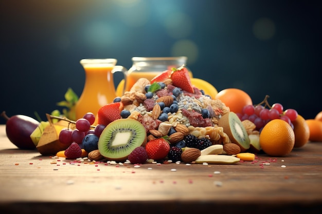 Fotografía de comida sana sobre colores y nutritivos.