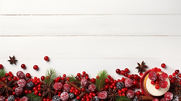 Fotografía de comida TopView de un solo cartel navideño