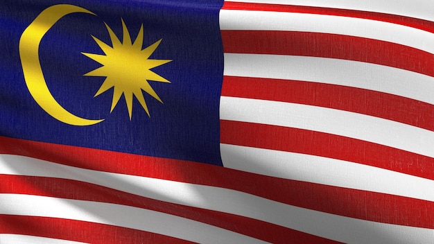 Fotografía completa de la bandera de Malasia
