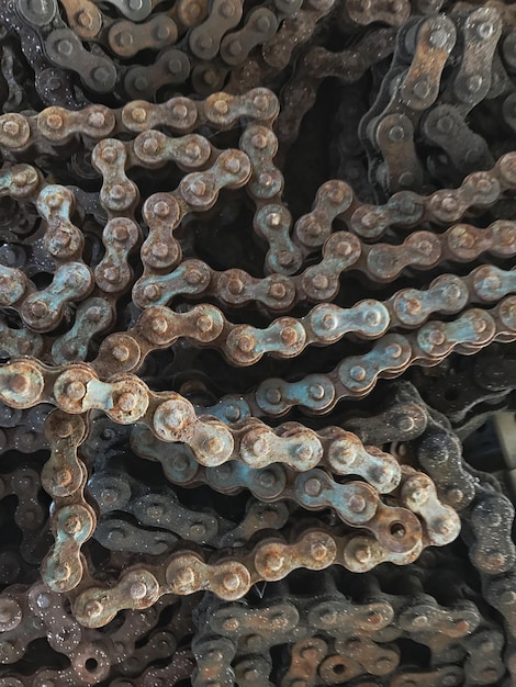Fotografía completa de las cadenas de las bicicletas
