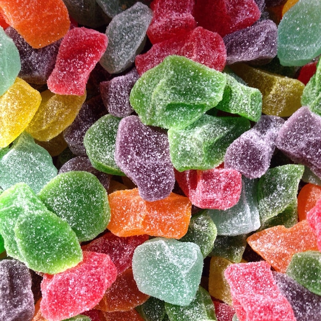 Fotografía completa de los coloridos dulces azucarados