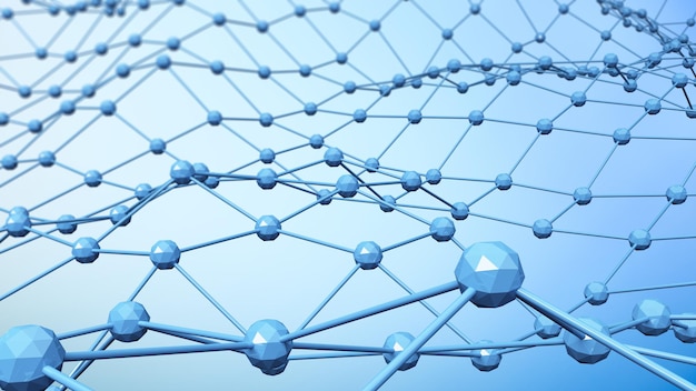 Fotografía completa de las conexiones abstractas azules