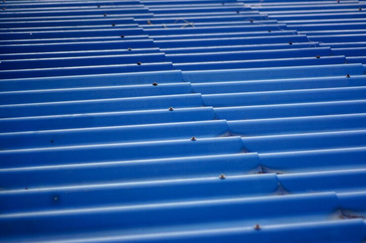 Foto fotografia completa de ferro ondulado azul
