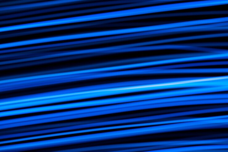 Foto fotografia completa de fibra óptica azul sobre fundo preto