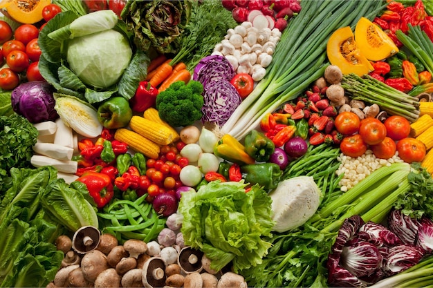 Fotografia completa de legumes para venda no mercado