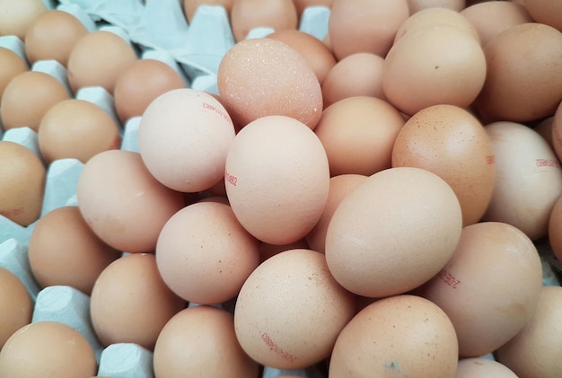 Fotografia completa de ovos no mercado