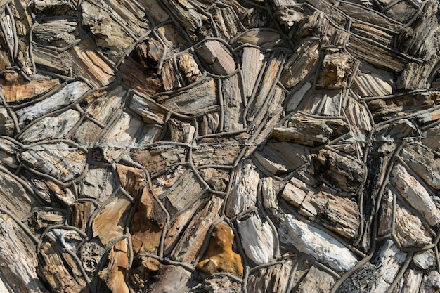 Fotografia completa de pedaços de madeira formando um mosaico