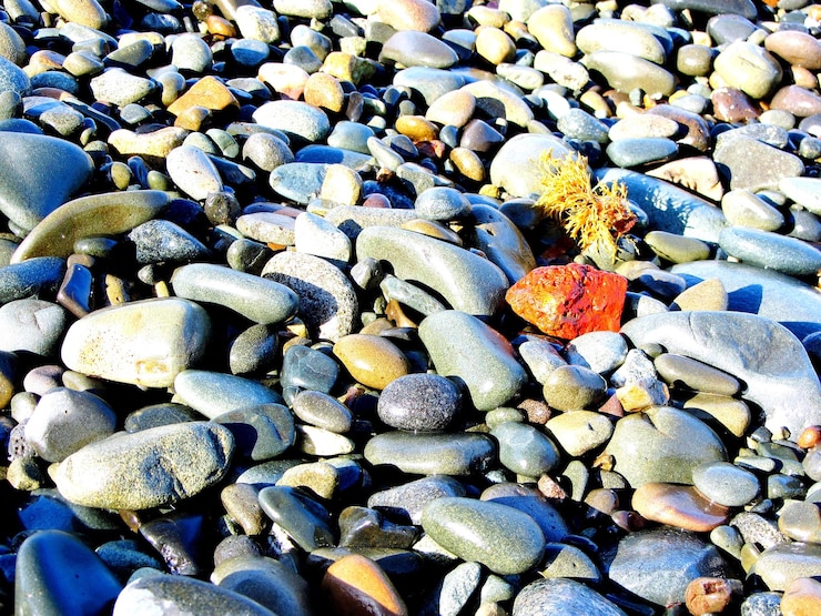 Foto fotografia completa de seixos na praia