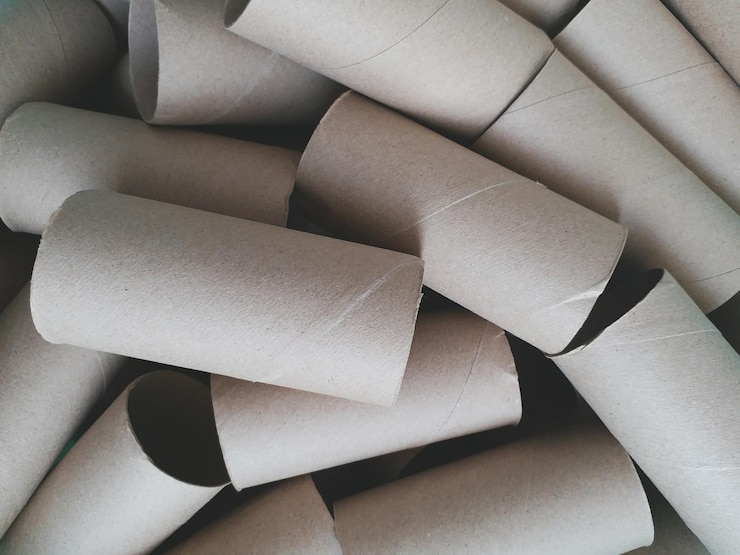 Foto fotografia completa de tubos de papelão