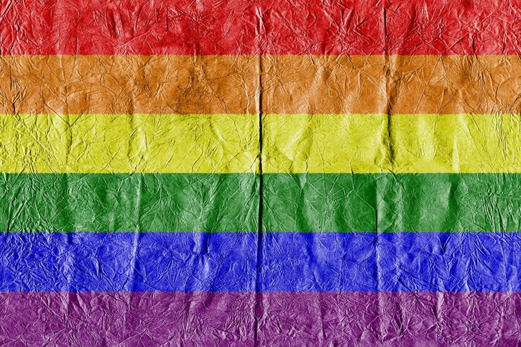 Foto fotografia completa de uma bandeira arco-íris colorida