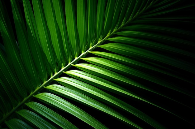 Fotografia completa de uma folha de palmeira.