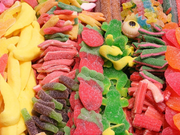 Fotografía completa de los dulces de colores