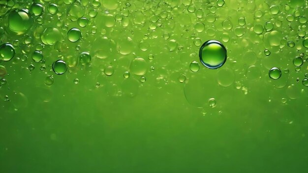 Foto fotografía completa de fondo verde con burbujas de aceite