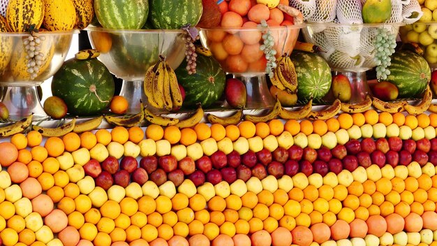 Foto fotografía completa de las frutas para la venta