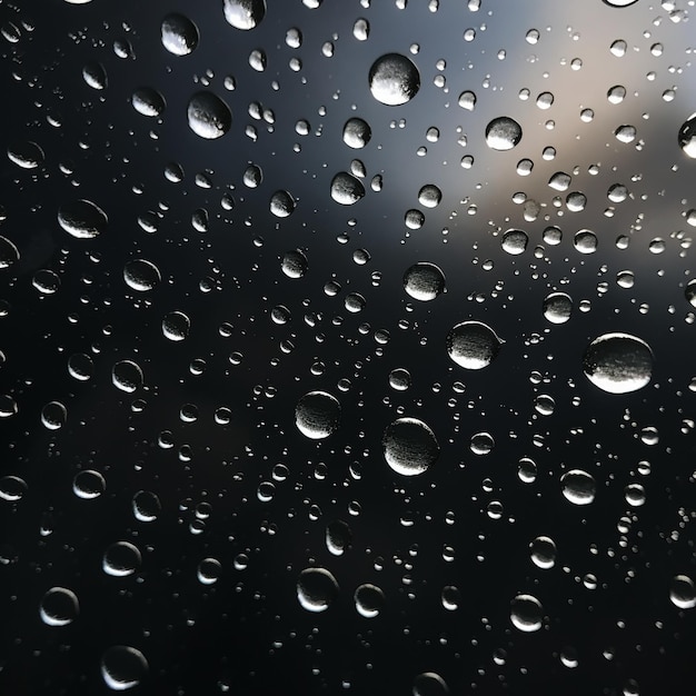 Fotografía completa de las gotas de lluvia en vidrio húmedo