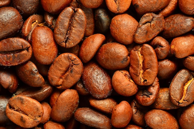 Fotografía completa de los granos de café tostados