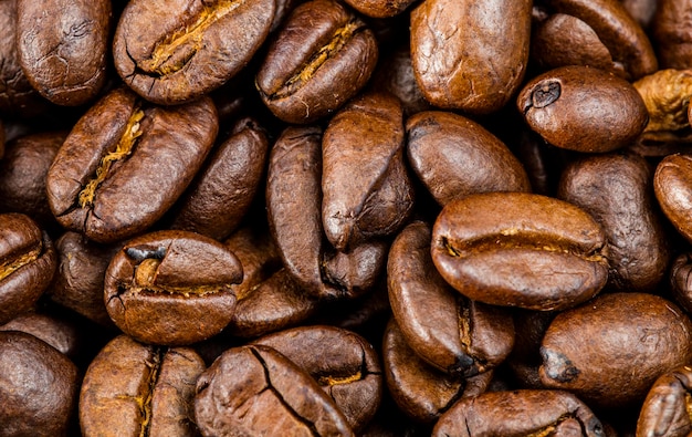 Fotografía completa de los granos de café tostados