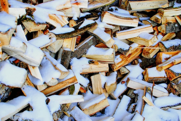 Foto fotografía completa de nieve cubierta en madera