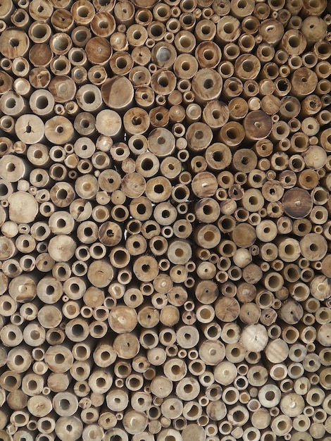 Foto fotografía completa de una pila de madera