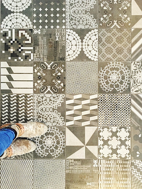 Foto fotografía completa del piso de azulejos