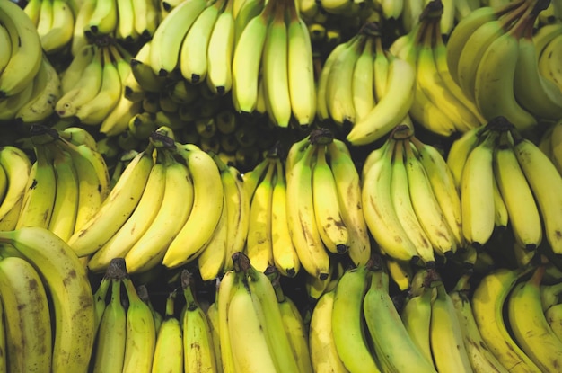 Foto fotografía completa de plátanos para la venta en el mercado