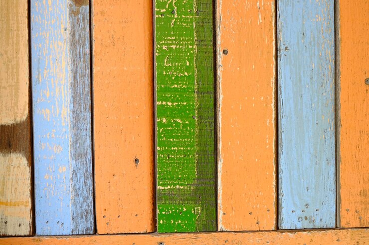 Foto fotografía completa de la puerta de madera multicolor