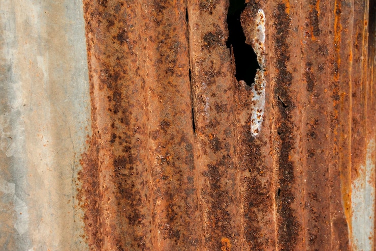 Foto fotografía completa de la puerta de metal oxidado