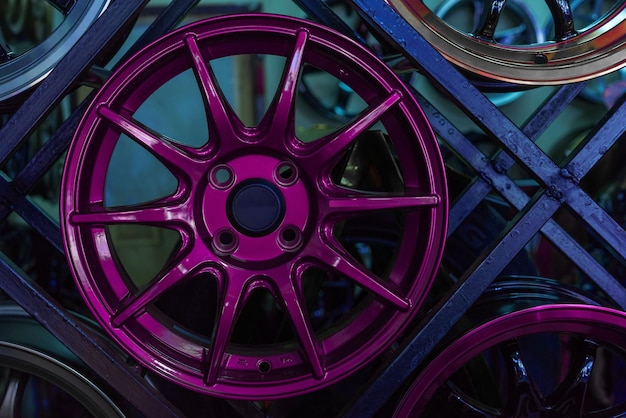 Foto fotografía completa de la rueda rosada