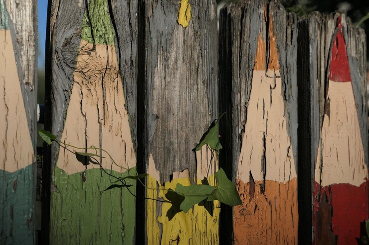 Foto fotografía completa de la valla de madera