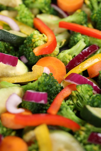 Foto fotografía completa de las verduras picadas