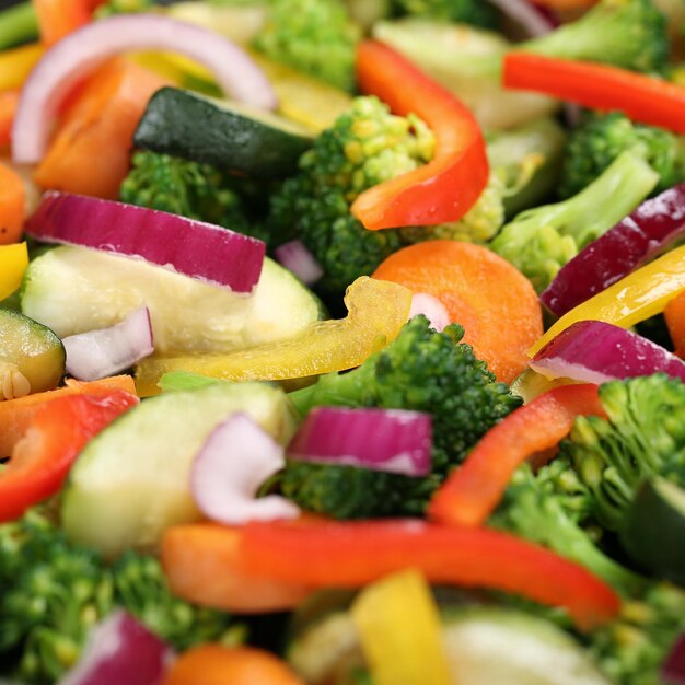 Foto fotografía completa de las verduras picadas