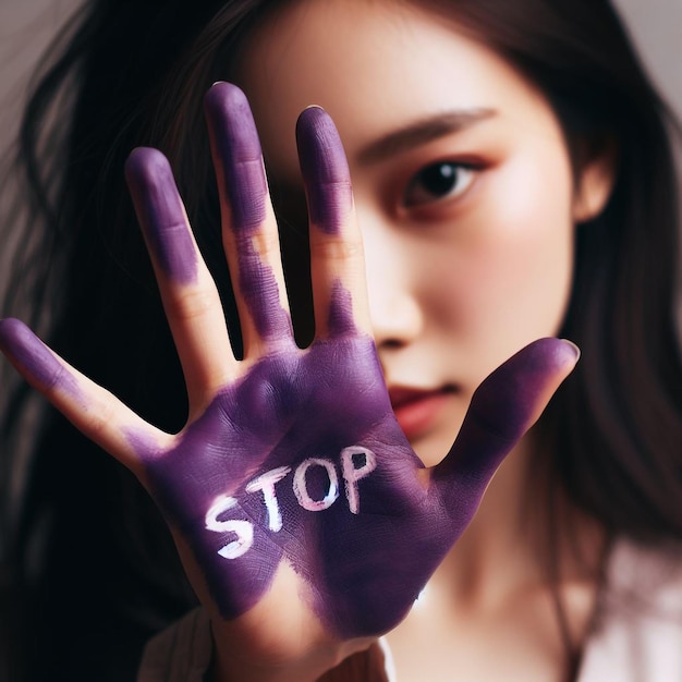 Foto fotografía conceptual de stop a la violencia de género