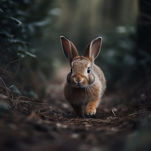 fotografía de un conejo bebé corriendo de cerca