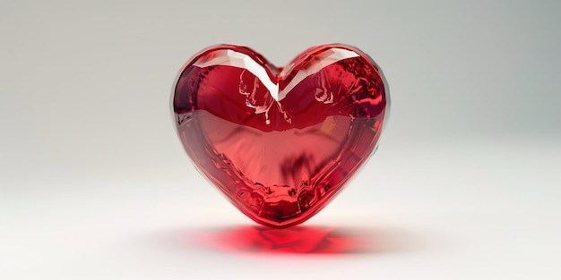 Fotografía de un corazón rojo sobre un fondo blanco