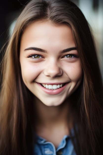 Fotografia cortada de uma adolescente sorrindo para a câmera