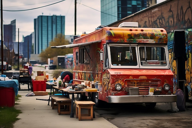 Fotografia culinária de food truck de Detroit