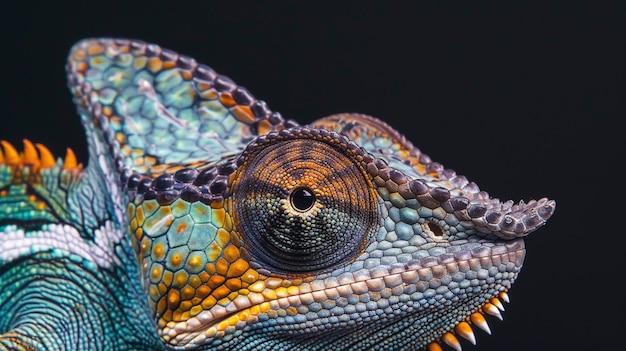 Fotografia da cabeça de um camaleão velado Generative Ai