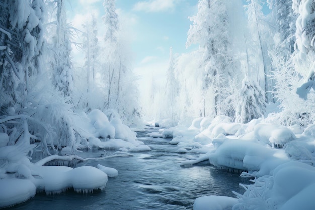 Fotografia de água gelada no país das maravilhas do inverno