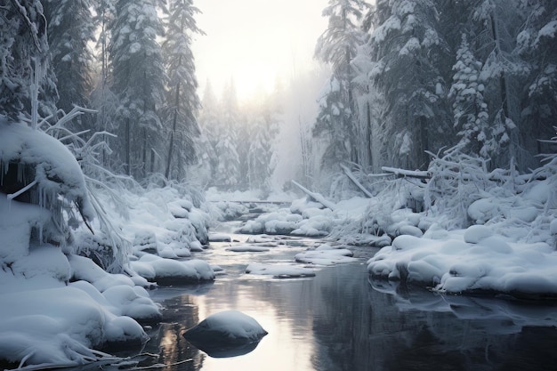 Fotografia de água gelada no país das maravilhas do inverno