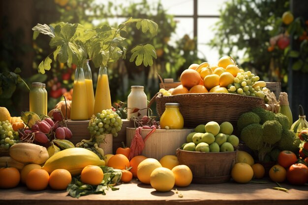 Fotografia de alimentos frescos em feiras agrícolas sustentáveis