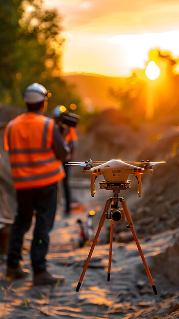 Fotografia de alta resolução e imagens realistas de agrimensores usando tecnologia de drones para desenvolvedores de terras