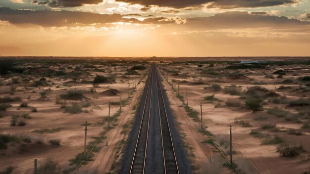 Foto fotografia de alto ângulo da ferrovia no meio do deserto capturada em nairóbi, quênia