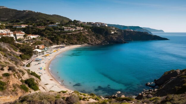 Foto fotografia de alto ângulo da praia pública de isla roja, na espanha