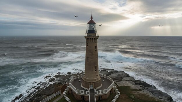 Foto fotografia de alto ângulo do farol de cromer, no norte de norfolk, no reino unido