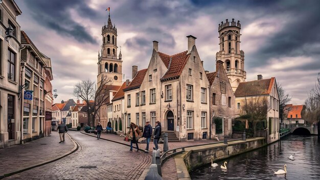 Foto fotografia de baixo ângulo de brugge brugge bélgica