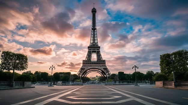 Fotografia de baixo ângulo do quadrado Jean XXIII capturado sob o belo céu nublado em Paris, França