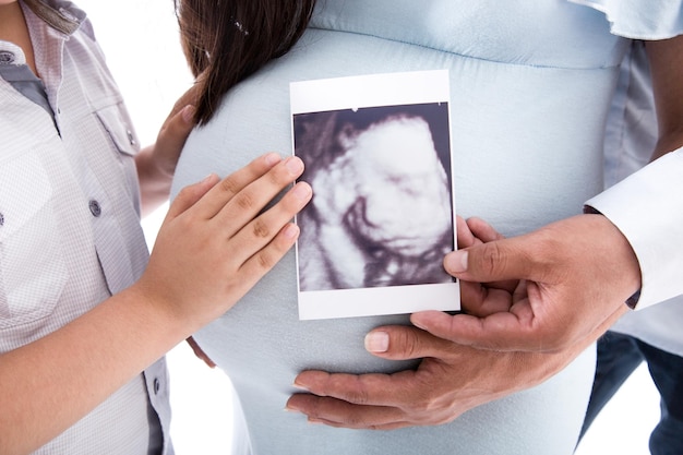 Fotografia de barriga grávida família maternidade bebê recém-nascido